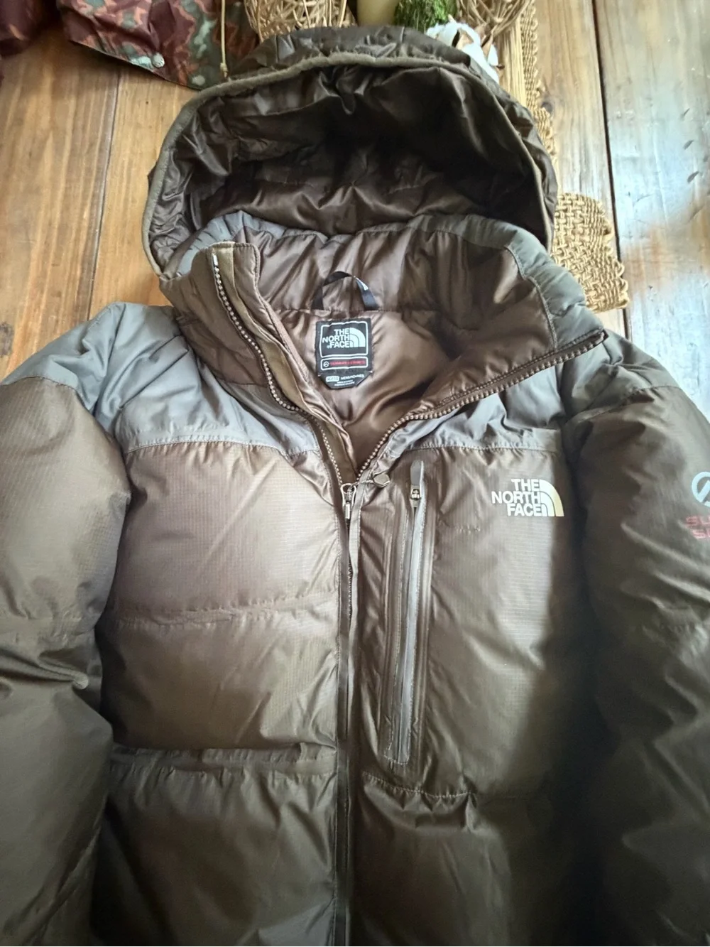 NORTH FACE SUMMIT SERIES 700 PRO DOWN JACKET COFFEE BROWN MENS XL NWOT DOWN HOOD